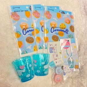 NEW NWT Sanrio Cinnamoroll Bundle Lot of 8 items-Cups, Zip Bags, Charm, Travel